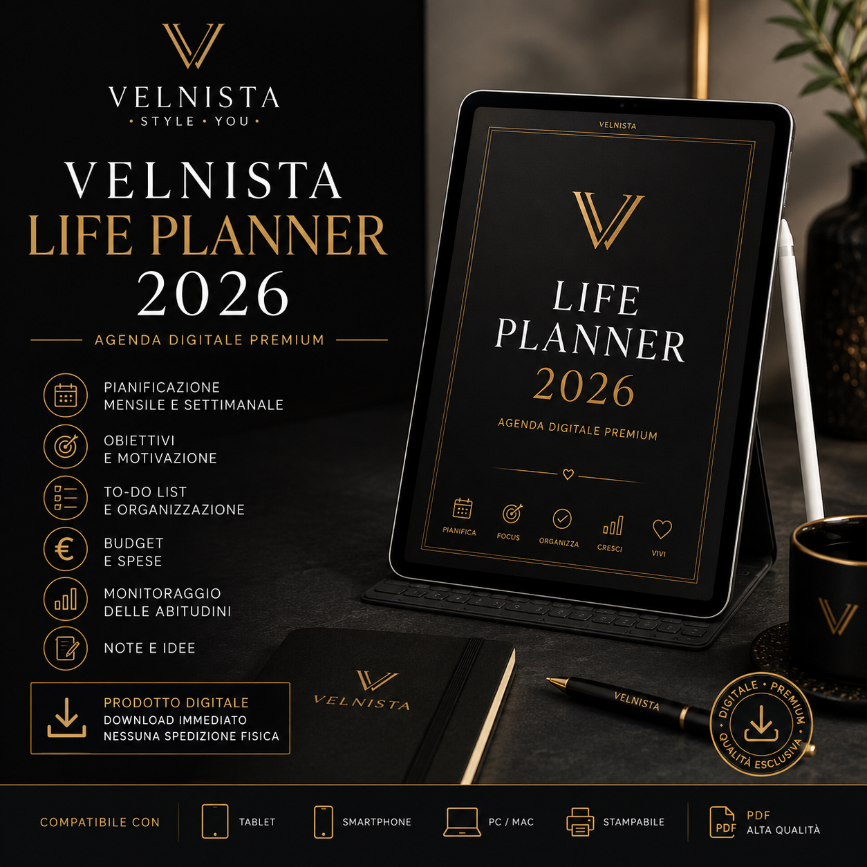 VELNISTA Life Planner 2026 – Agenda Digitale Premium